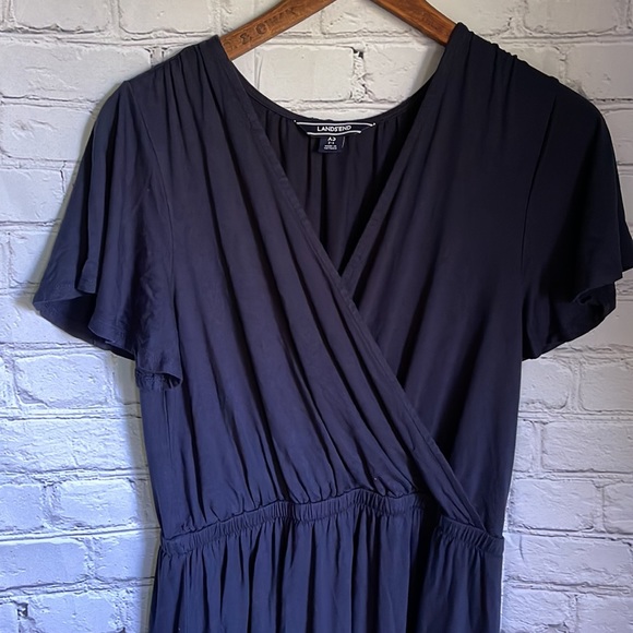 Land’s End Navy Blue Surplus Faux Wrap Midi Dress Size XS - Picture 2 of 5